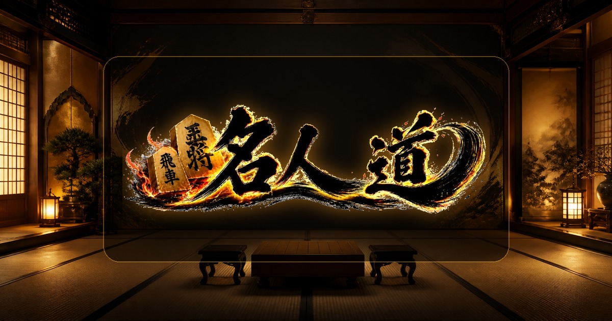 金色の名人道ロゴと将棋盤を描いた公式ビジュアル
